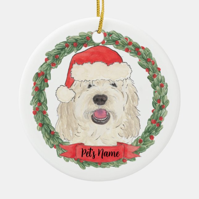 Ornamento De Cerâmica Presente Personalizado de Natal Doodle Branco (Frente)