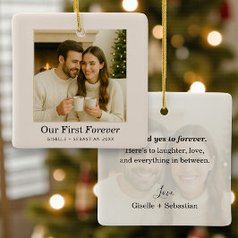 Ornamento De Cerâmica Presente Personalizado de Natal para Casal com Fot