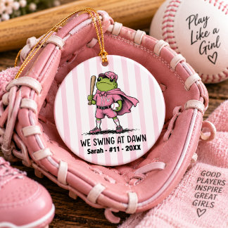 Ornamento De Cerâmica Presente Personalizado para Jogadora de Beisebol F