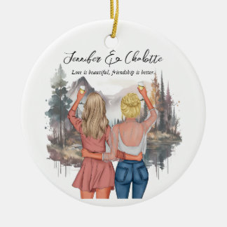 Ornamento De Cerâmica Presente personalizado para o retrato do melhor am