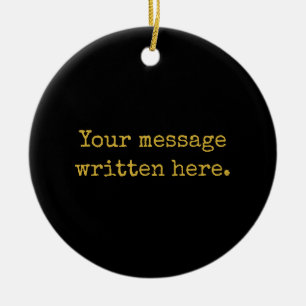 Ornamento De Cerâmica Presente Personalizado Preto Dourado Texto da Mens