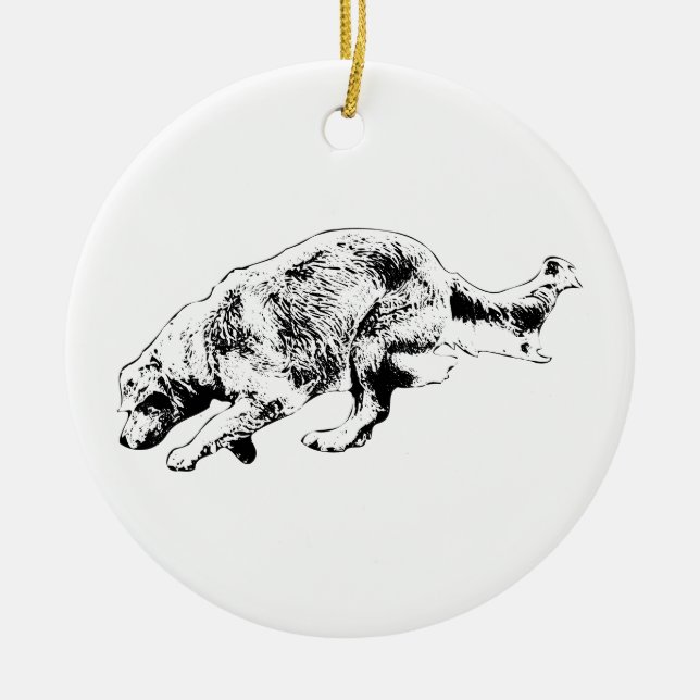 Ornamento De Cerâmica Presente Precioso Dourado Ready-Set-Joy (Frente)