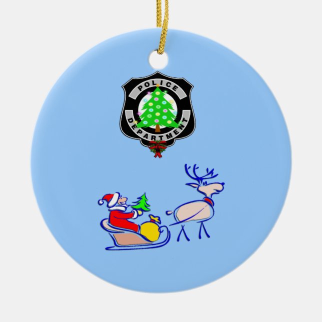 Ornamento De Cerâmica Presentes da polícia do Natal (Frente)