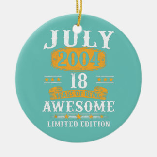 Ornamento De Cerâmica Presentes de 18 anos Vintage julho de 2004 18º ani