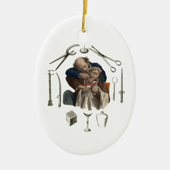 Ornamento De Cerâmica presentes de dentista vintage (Frente)