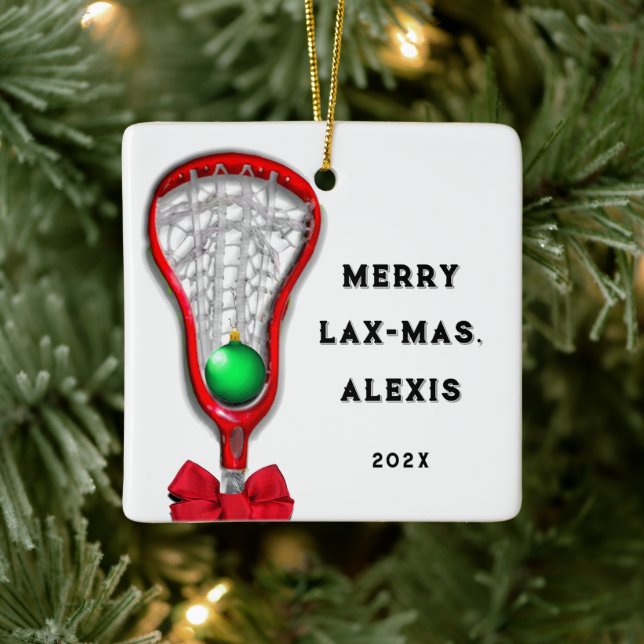 Ornamento De Cerâmica Presentes de Férias de Lacrosse (Árvore)