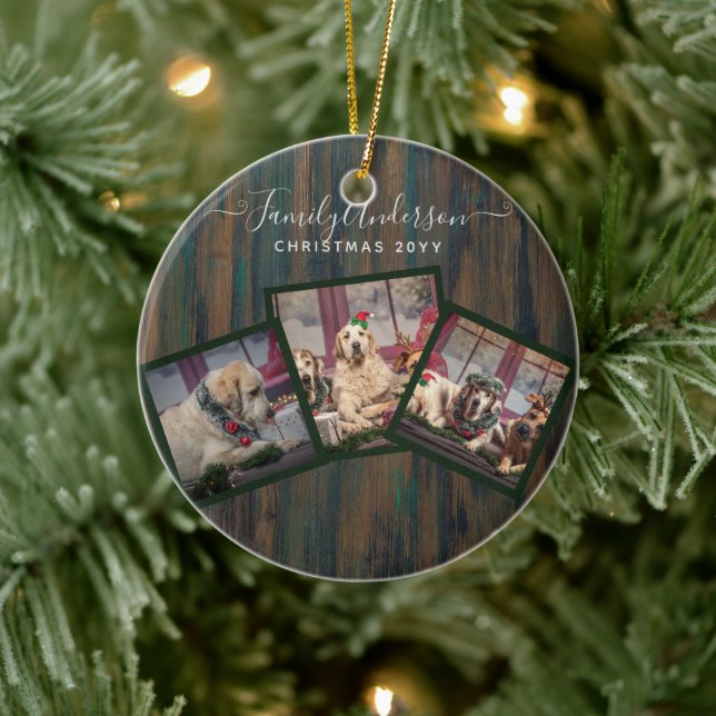 Ornamento De Cerâmica PRESENTES DE FOTOGRAFIA GRANDPARENTES - Madeira ru (Árvore)