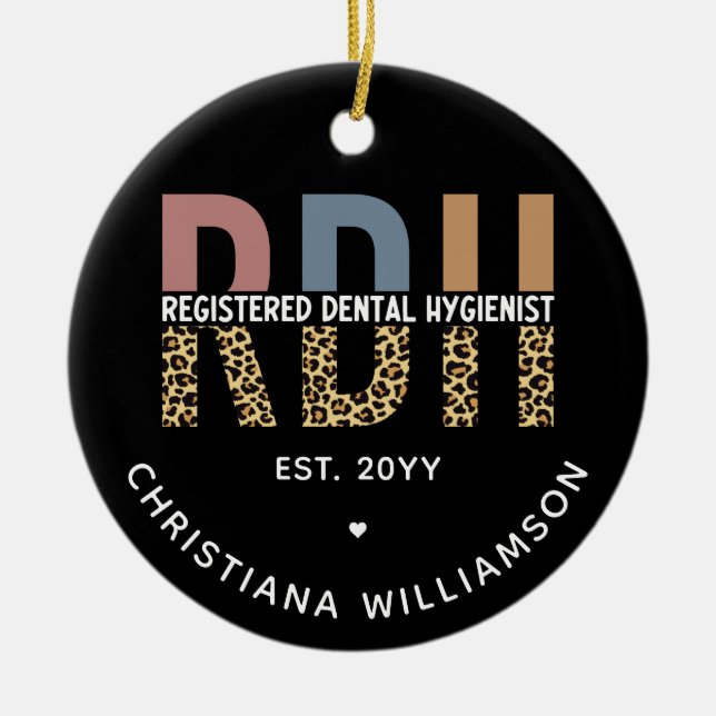 Ornamento De Cerâmica Presentes de Higienista Dental Registrados de RDH  (Frente)
