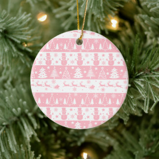 Ornamento De Cerâmica Presentes de inverno de Natal Rosa e Bonito