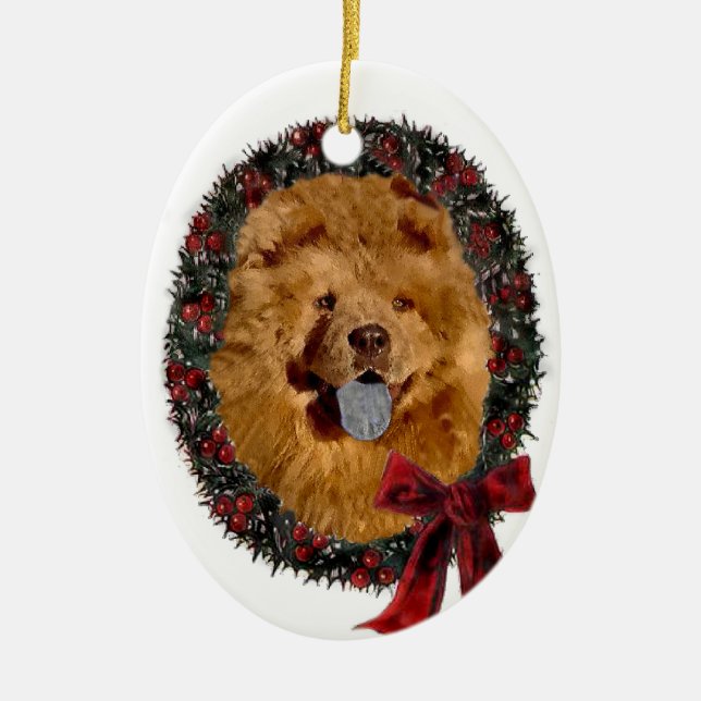 Ornamento De Cerâmica Presentes de Natal Chow Chow (Frente)