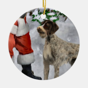 Ornamento De Cerâmica Presentes de Natal do Ponteiro Alemão Wirehaired