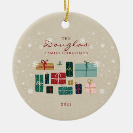 Ornamento De Cerâmica Presentes de Natal Personalizados da Família Kraft