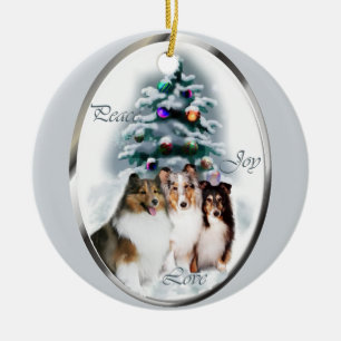 Ornamento De Cerâmica Presentes de Natal Shetland Sheepdog