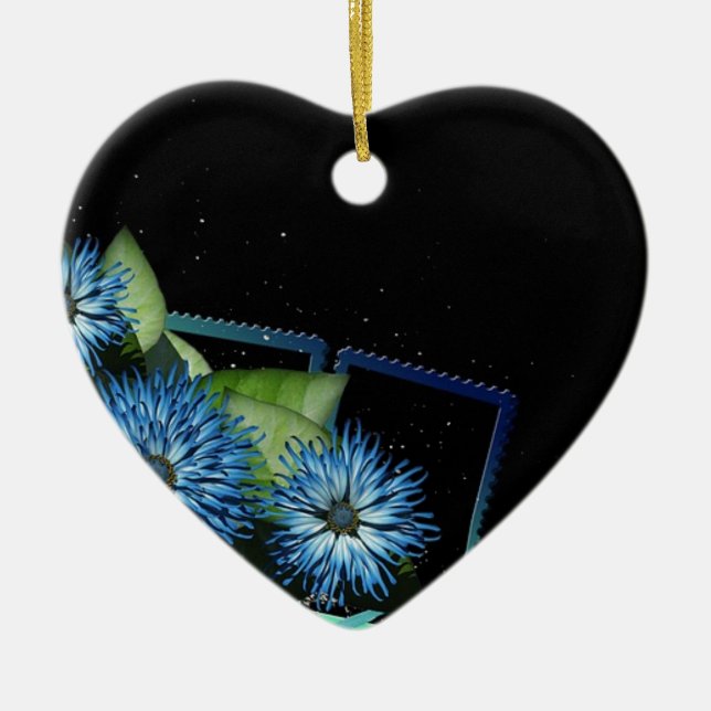 Ornamento De Cerâmica Presentes florais preto clássicos - personalizar n (Frente)