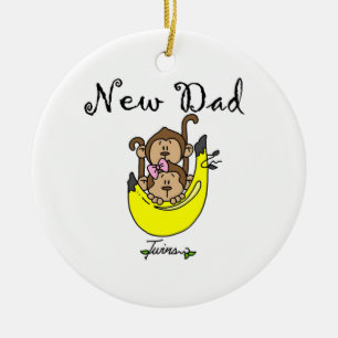 Ornamento De Cerâmica Presentes gêmeos do novo papai do menino e da