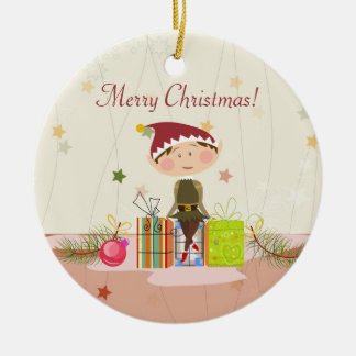 Ornamento De Cerâmica Presentes pequenos da Duende-Menina e de Natal