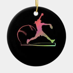 Ornamento De Cerâmica Presentes Softball Suave Do Arco-Íris Para Garota