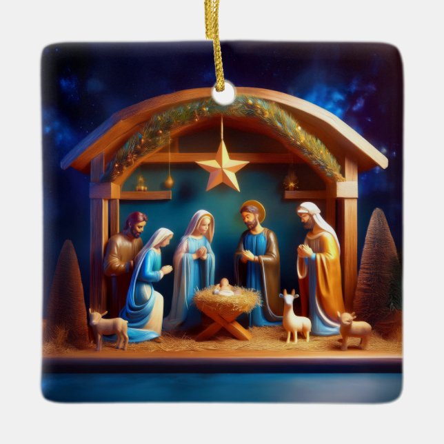 Ornamento De Cerâmica Presépio de Natal (Frente)