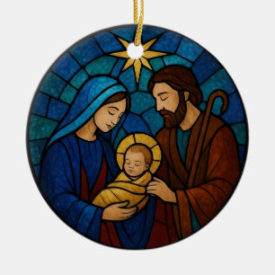 Ornamento De Cerâmica Presépio Menino Jesus Manjedoura Natal