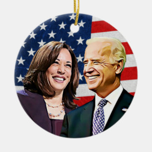 Ornamento De Cerâmica Presidente Biden e vice-presidente Harris Keepsaes
