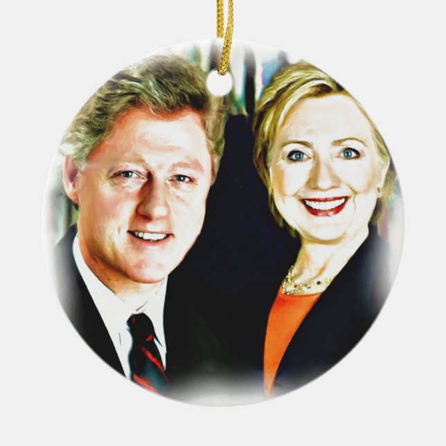 Ornamento De Cerâmica Presidente Bill Clinton e Presidente Hillary Clint (Frente)