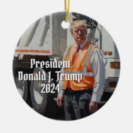 Ornamento De Cerâmica Presidente Donald J. Trump Garbage Truck Funny 202