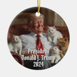 Ornamento De Cerâmica Presidente Donald J. Trump Gats Kittens Engraçado