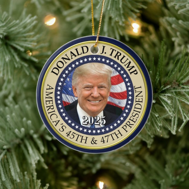 Ornamento De Cerâmica Presidente Donald Trump 47.º Presidente 2024 Foto (Árvore)