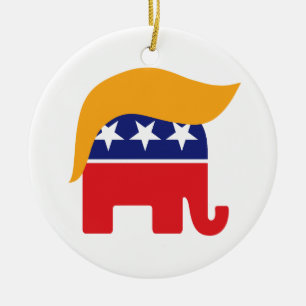 Ornamento De Cerâmica Presidente Donald Trump Cabelo Elefante do GOP