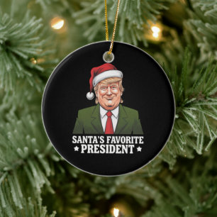 Ornamento De Cerâmica Presidente Favorito do Papai Noel Engraçado Trump 