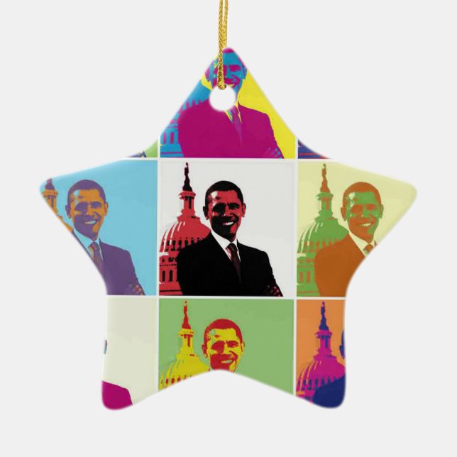 Ornamento De Cerâmica Presidente Obama Pop Art (Frente)