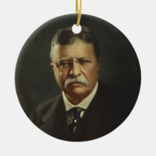 Ornamento De Cerâmica Presidente Theodore Roosevelt pela litografia de
