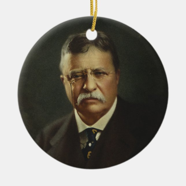 Ornamento De Cerâmica Presidente Theodore Roosevelt pela litografia de (Frente)