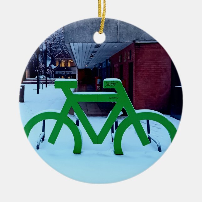 Ornamento De Cerâmica Preso na neve (Frente)