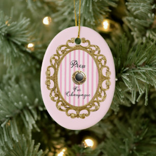 Ornamento De Cerâmica Pressione Para Champanhe Rosa Dourado Barroco Féri