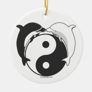 Ornamento De Cerâmica Preto/branco dos golfinhos de Yin Yang