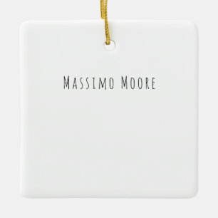 Ornamento De Cerâmica Preto Branco Simples Elegante Casual Próprio Nome