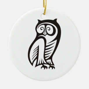 Ornamento De Cerâmica Preto do símbolo da coruja