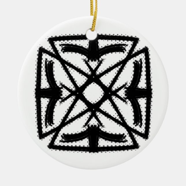 Ornamento De Cerâmica Preto e Branco #2 "A Phoenix" (Frente)