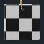 Ornamento De Cerâmica Preto e Branco marcados ou COR PERSONALIZADA<br><div class="desc">Azulejos quadrados marcados com estilo de cinza monotônica em um padrão clássico com efeito cruzado! Ou personalize a cor! Personalize a cor de fundo deste design! Para escolher sua própria cor de fundo, clique no botão azul 'Editar Design'. Na área design, procure o painel camadas no lado esquerdo da tela....</div>