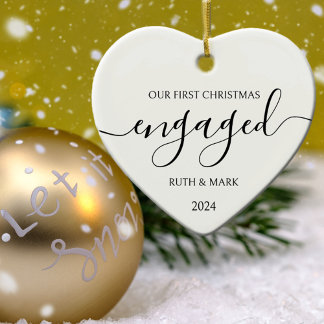 Ornamento De Cerâmica Preto e Branco minimalistas, engajado no primeiro 