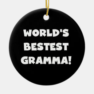 Ornamento De Cerâmica Preto ou branco do Melhor-est Gramma do mundo