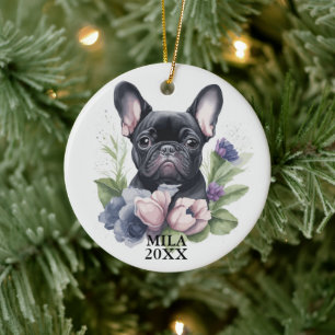 Ornamento De Cerâmica Preto-Preto Personalizado Cachorro Negro Cachorro