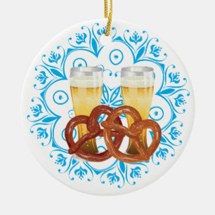Ornamento De Cerâmica Pretzel dos desenhos animados com cerveja 2