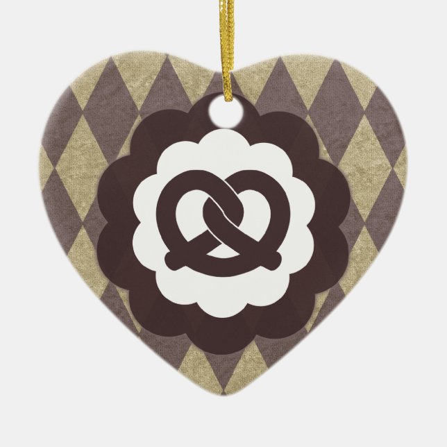 Ornamento De Cerâmica pretzel vintage (Frente)