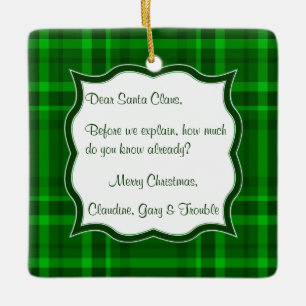 Ornamento De Cerâmica Prezado Papai Noel - Letra Natal Quadrada