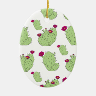 Ornamento De Cerâmica Prickly Pear Pattern Texas State Plant Cactus Love