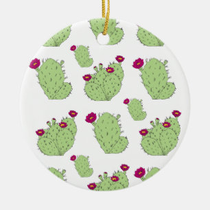 Ornamento De Cerâmica Prickly Pear Pattern Texas State Plant Cactus Love