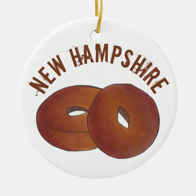 Ornamento De Cerâmica Pride Estatal NH New Hampshire Apple Cider Rosquin (Frente)