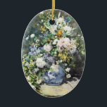Ornamento De Cerâmica Primavera Buquê por Pierre Renoir, Flores Vintage<br><div class="desc">O Buquê primavera (1866) de Pierre Renoir é uma pintura vintage de arte floral fina e impressionismo vivo. Um buquê de lindas flores de primavera florescentes do jardim em um vaso azul. Sobre o artista: Pierre-Auguste Renoir (1841-1919) foi um pintor líder no desenvolvimento do estilo impressionista. As pinturas de Renoir...</div>
